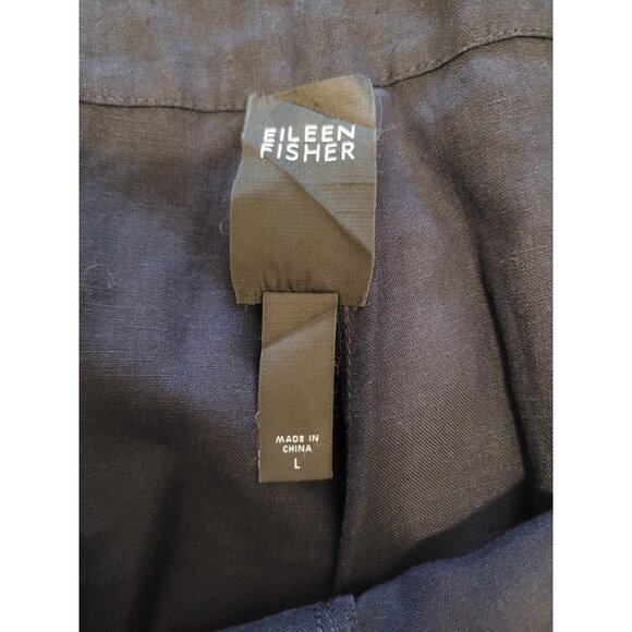 Eileen Fisher Organic Linen Pants Wmn L Blue Career Casual Straight Leg Minimal - Picture 3 of 13